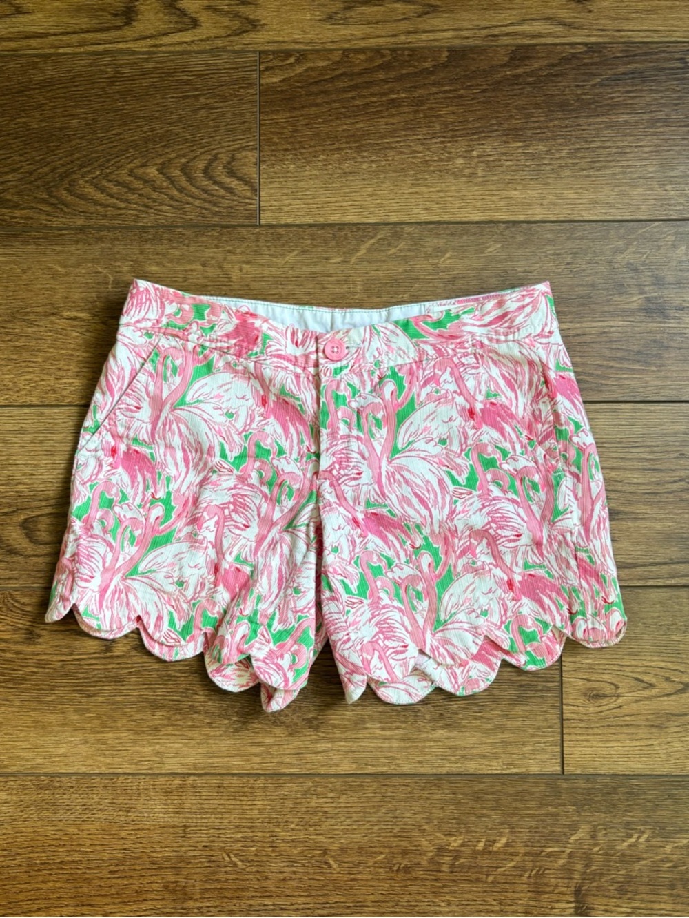 Lilly Pulitzer Pink Callahan Flamingo Buttercup Scallop Shorts Size 000